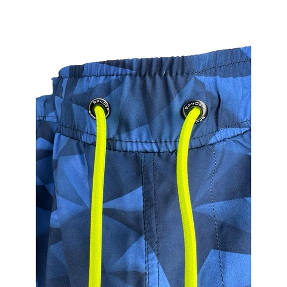 Spyder Swim Trunks XXL Men’s Blue Geometric UV Board Shorts Drawstring Pockets - Picture 2 of 8
